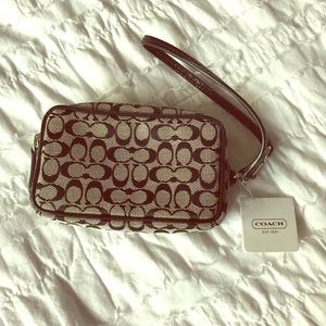 Black fabric Coach wristlet, new with tag